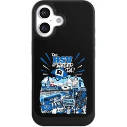 Nivocase Hülle für Apple iPhone 16 Handyhülle NIVOcore Case Schwarz Aufstieg HSV Hamburger SV (Apple iPhone 16), Smartphone Hülle, Schwarz