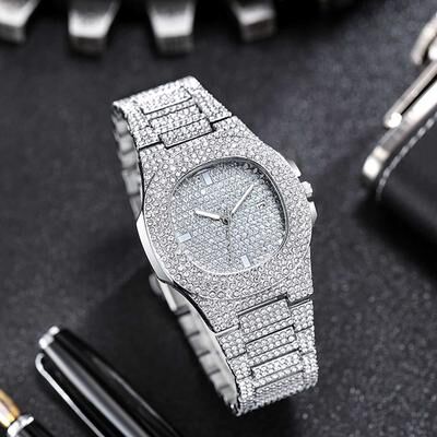 Youfap Market Luxurious Hiphop Full Diamond Square Quartz Watch, Rhinestone Studded Dial For Men And Women Luxurious Hiphop Full Diamond Square Quartz Watch, Rhinestone Studded Dial For Men And Women