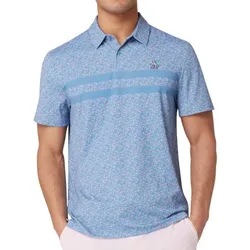 Penguin Golf Novelity Stripped Polo Herren blau/rosa