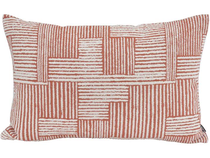 Dekokissen H.O.C.K. Lou , terrakotta, gestreift, B:60cm H:10cm L:40cm, Obermaterial: 100% Polyester. Füllung: 100% Polyester, Dekokissen_Sitzkissen_Kissenhüllen, Dekokissen, Sofakissen inkl. Füllung, 50x50cm, Dekokissen, feine Streifen