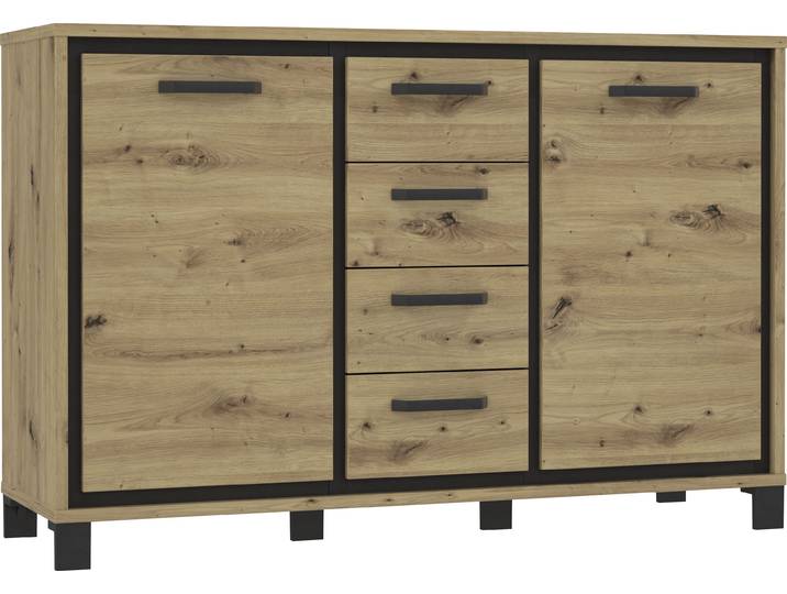 Sideboard FORTE Trondheim , schwarz (artisan eiche, schwarz eiche), B:138,4cm H:91,2cm T:41,5cm, Sideboards, Sideboard, Breite 138 cm