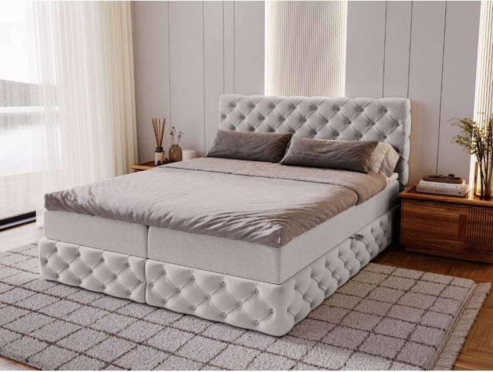 Boxspringbett mit Bettkasten 120x200 Canolo Hellgrau