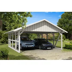 Skan Holz Schwarzwald Doppel 684x772cm Dachsch.weiss ohne Rückwand Holzcarport