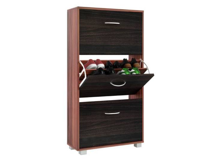 Meuble à chaussures avec 3 battants - Armoire étagère à chaussures - Wenge & Noir