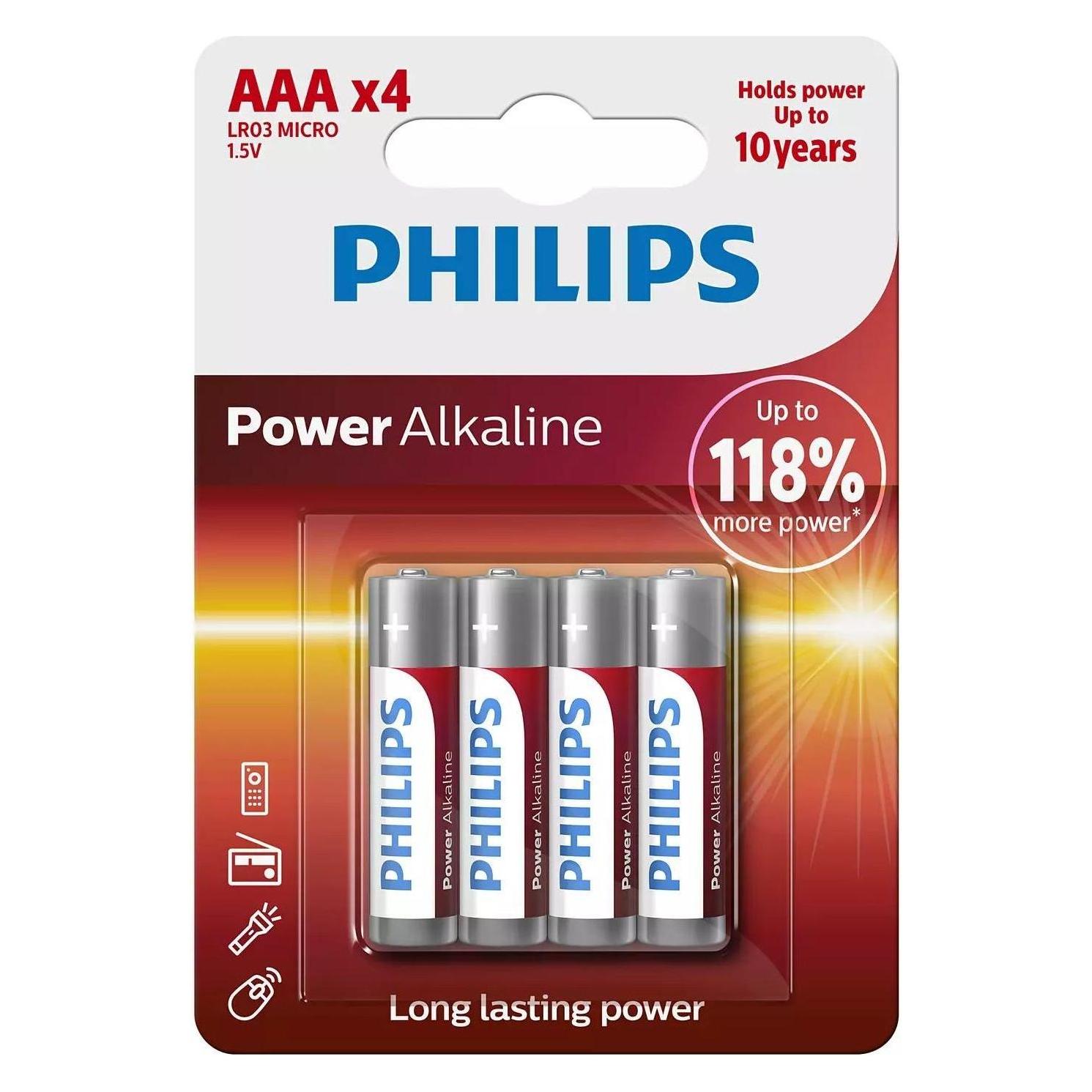 Philips Power Alkaline (4 Stk., AAA) (LR03P4B/10)