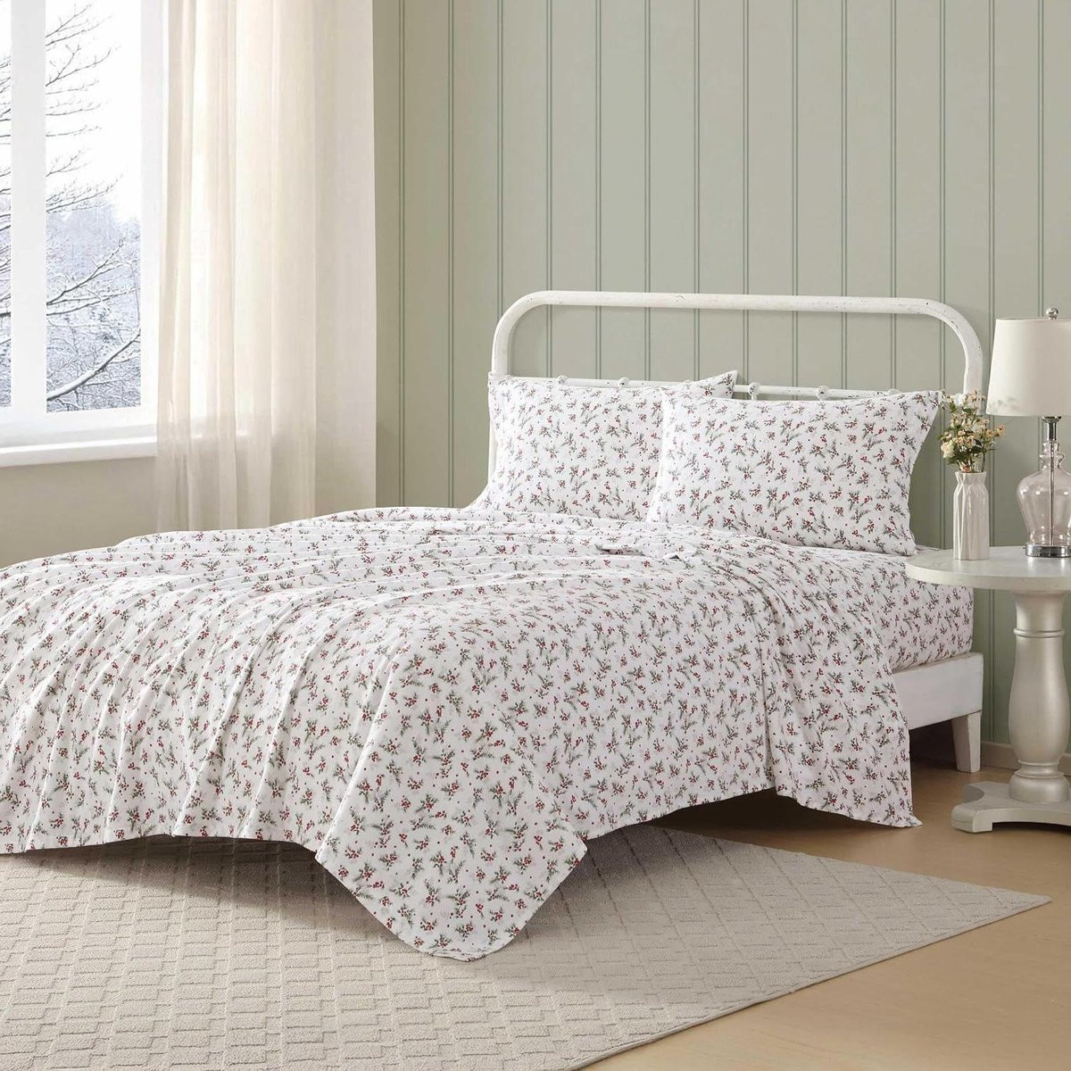 Katoenen Flanellen Bedset Queensize - Zachte Geborstelde Lakens - Bess Rood