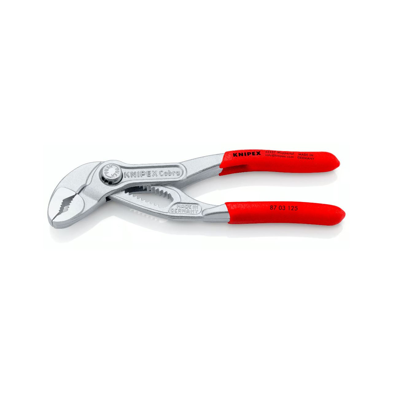 Knipex Cobra Rohr- / Wasserpumpen-Zange 87 03 125 (rot, Länge 125mm, für Rohre bis 1")