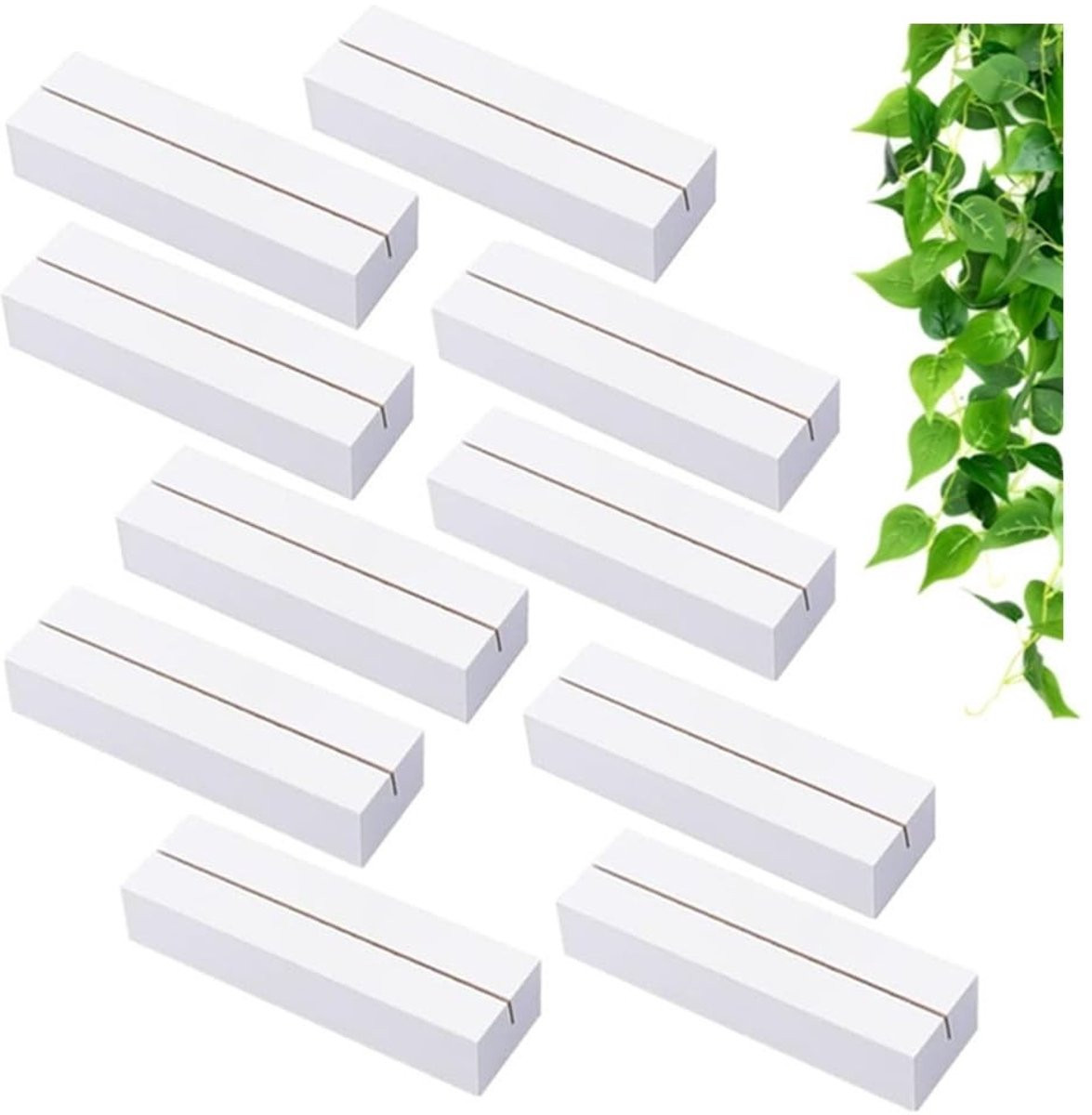 Merkloos Houten Kaart Houder voor Tafel - Wit - 10 Stuks