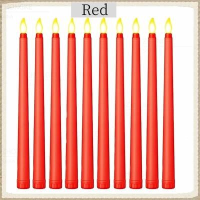 Uplifted Finds 10 To 60 Pcs Flameless Taper Candles Battery Powered Flickering LED Candlesticks Set For Weddings And Home Decor red 10 Pcs