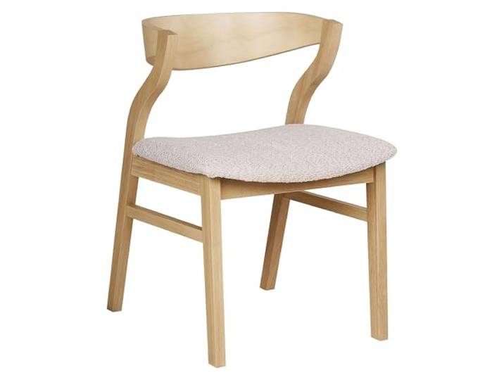 Esszimmerstuhl 2er Set heller Holzfarbton Bouclé beige mit Holzbeinen Maroa