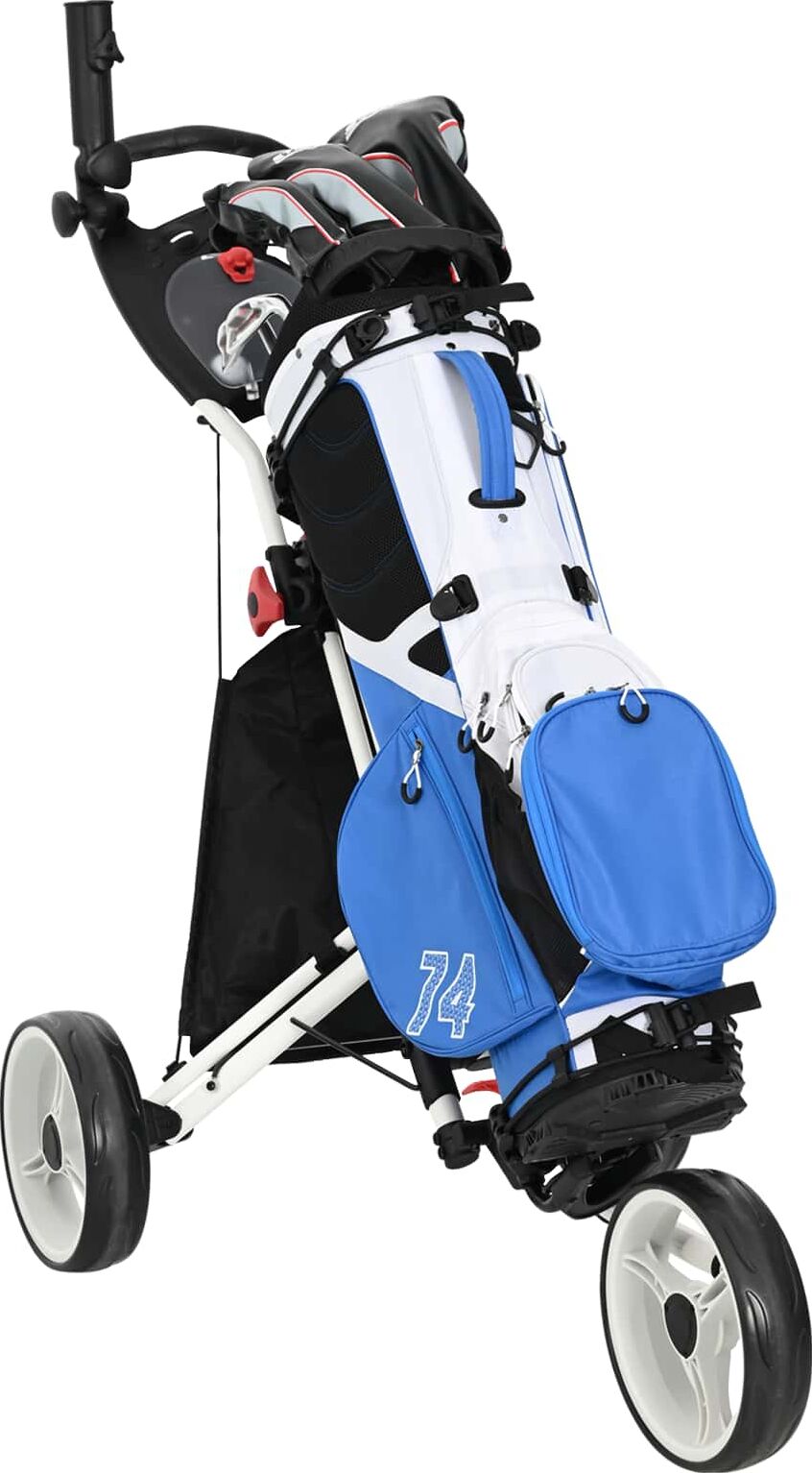 vidaXL Trolley de Golf Noir et Blanc Aluminium Pliable