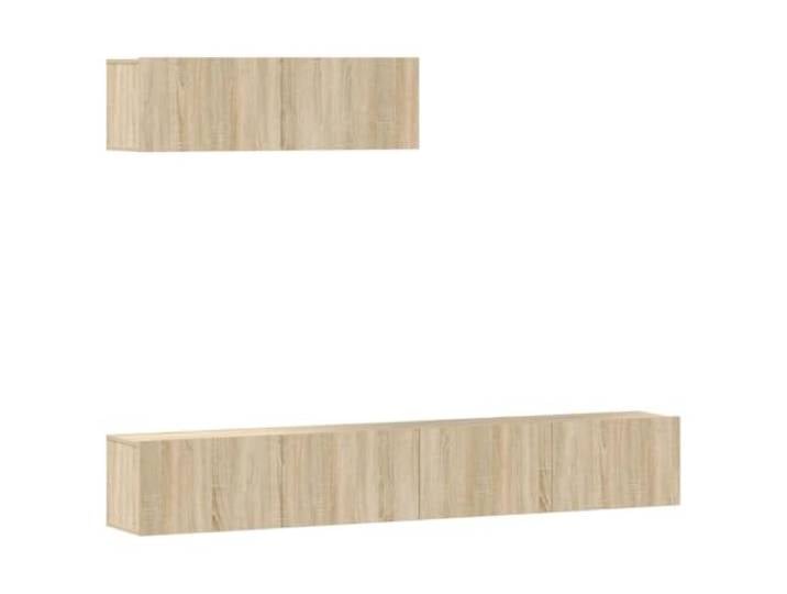 KGFHERENB 3-tlg TV-Schrank Set Hängend, Sonoma-Eiche Holzwerkstoff Wandhängende Medienkonsole für Schlafzimmer und Gästezimmer schafft freie Bodenfläche sowie ordentliche Aufbewahrung.