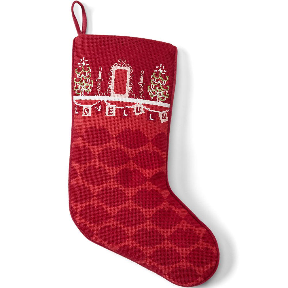 Lands' Endx Lulu Guinness Weihnachtsstrumpf, Herren, size: regular, Rot, Polyester, by Lands' End