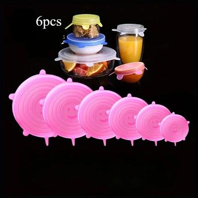 Inspired Finds 6 Piece Reusable Silicone Bowl Lids For Food Storage And Kitchen Leftovers pink