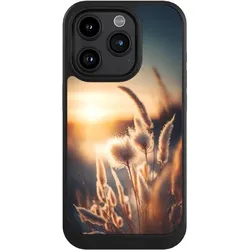 Nivocase Hülle für Apple iPhone 15 Pro Handyhülle NIVOcore Case Schwarz Natur Sonne Pampasgras (Apple iPhone 15 Pro), Smartphone Hülle, Schwarz