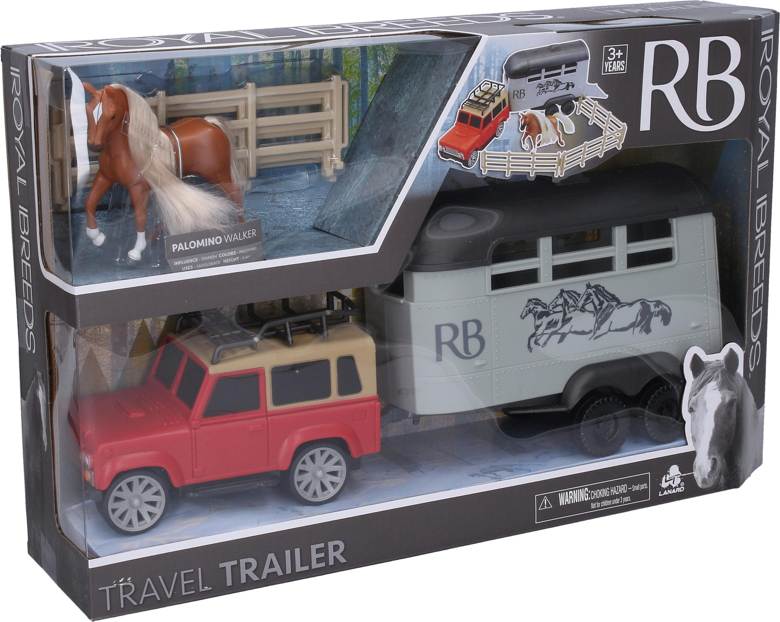Royal Breeds Paard met Auto en Aanhangwagen, 10 cm en 35 cm