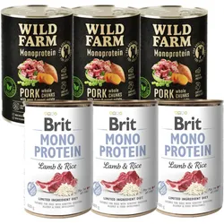 BRIT Care Mono Protein Lamb & Rice 3x400g + WILD FARM Monoprotein Pork 3x400g