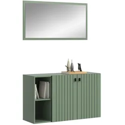 GARDEROBE-SET grün 2-teilig 106 cm, Garderobenkombination hängend