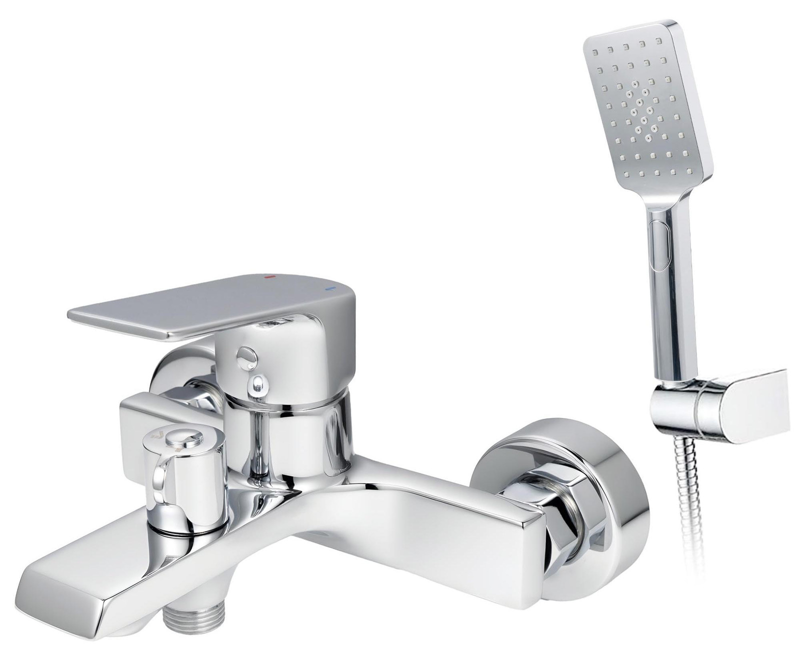 Dripio Badkraan met 3-in-1 douchekop en thermostaat, chroom, messing