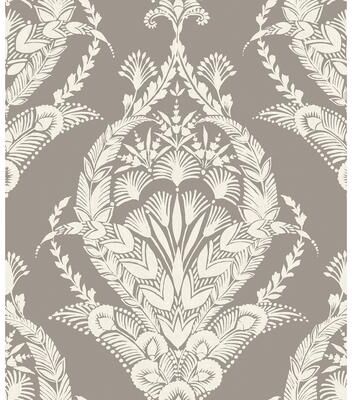 A-Street Prints Arlie Grey Botanical Damask Wallpaper