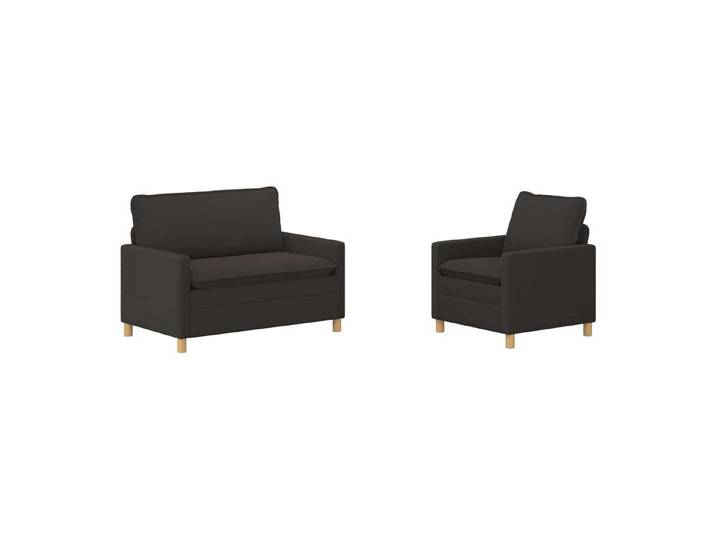 vidaXL Sofa Sofa Set 2 stk. Dunkelgrau Stoff, 2 Teile, Sofa Set 2 stk. Dunkelgrau Stoff
