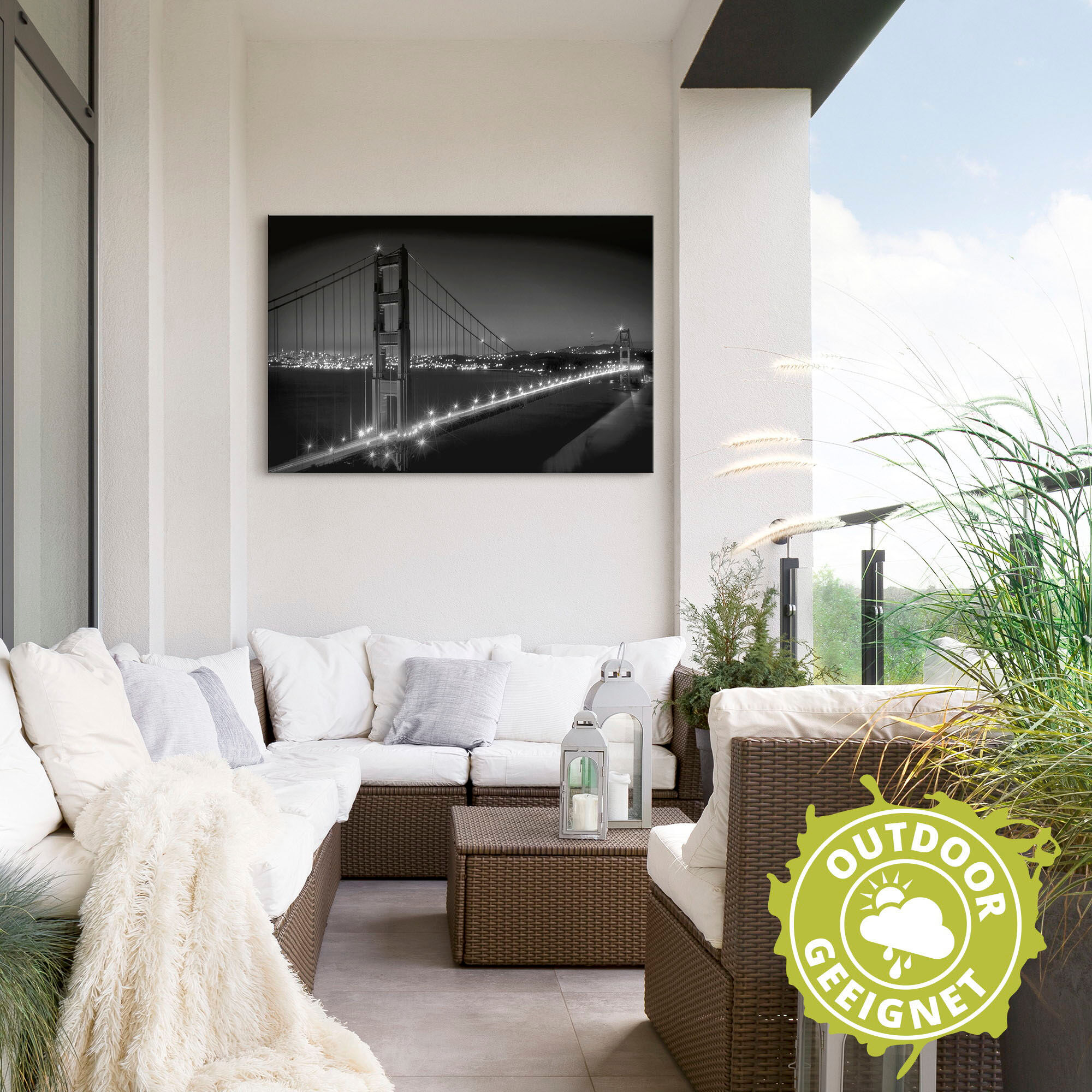 Alu-Dibond-Druck ARTLAND "Golden Gate Bridge am Abend", schwarz (farbe bild(er): schwarz), B:120cm H:80cm, Bilder, Alu-Dibond-Druck, für Innen- und Aussenbereich geeignet, Outdoorbild farbe bild(er): schwarz B/H/T: 120cm x 80cm, Alu-Dibond-Druck San Franc