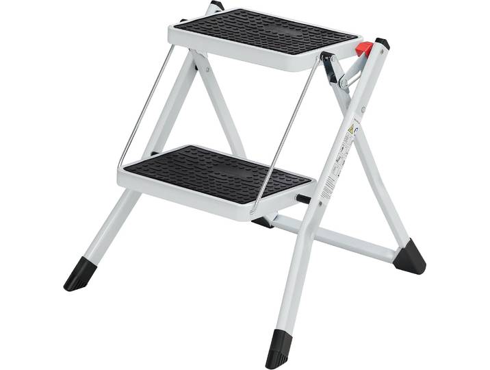 Trittleiter Stahl Klappleiter 150 kg TÜV Weiss