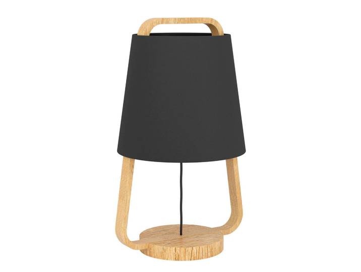 Eglo Tischleuchte, Braun, Schwarz, Holz, Metall, Ahorn, oval, 43.5 cm, Kippschalter, Lampen & Leuchten, Innenbeleuchtung, Tischlampen, Tischlampen