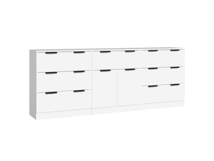 vidaXL 3-TLG. Sideboard Weiß Holzwerkstoff