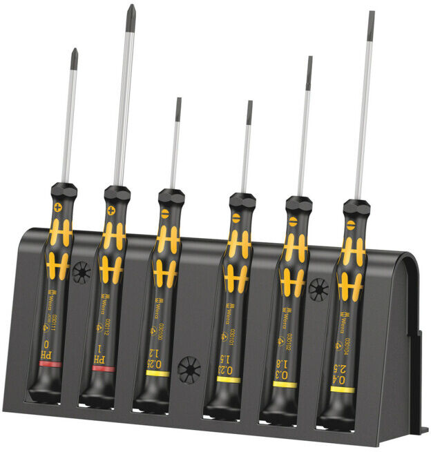 1578 A/6 Jeu de tournevis électronicien + Rack, 6 pièces ; Wera (05030170001)