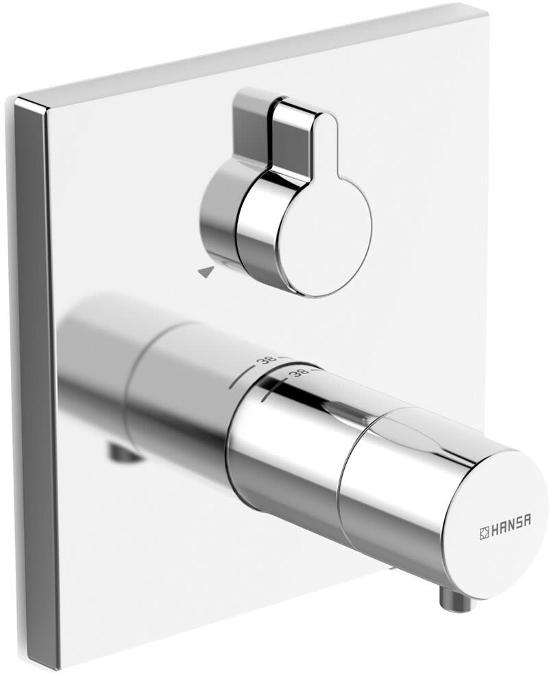 Hansaliving ready-mounted set with functional unit thermostatic bath mixer, square rosette 40589073