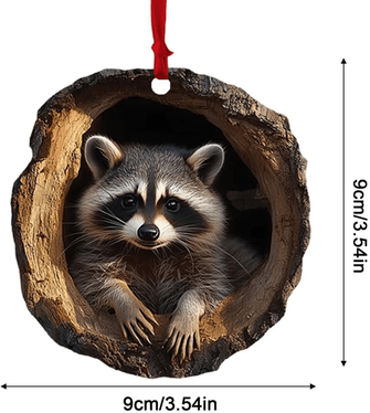 Inspire Essentials Woodland Animal Acrylic Christmas Ornament Cute Holiday Decor civet Cat