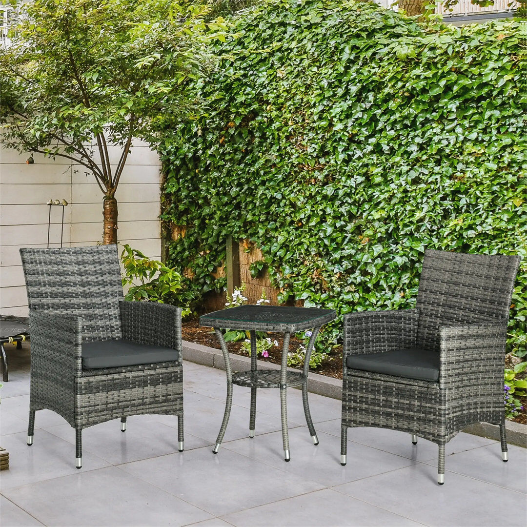 ClassicLiving 2 - Person Patio Dining Set Table, Black 2