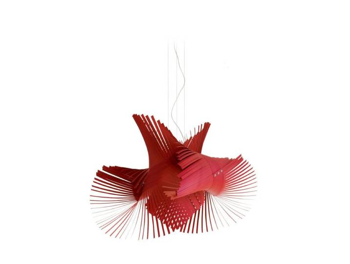 LZF Pendelleuchte Minimikado - Red (Rot) , Nickel matt Boho, Nat