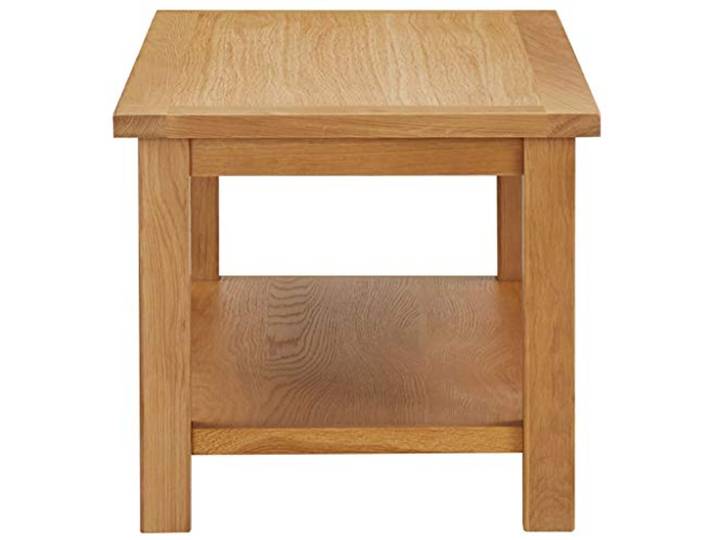 KTHLBRH Couchtisch 90 x 45 x 40 cm Massivholz Eiche Mit Ablage, Finish und MDF Eichenfurnier, Montage erforderlich