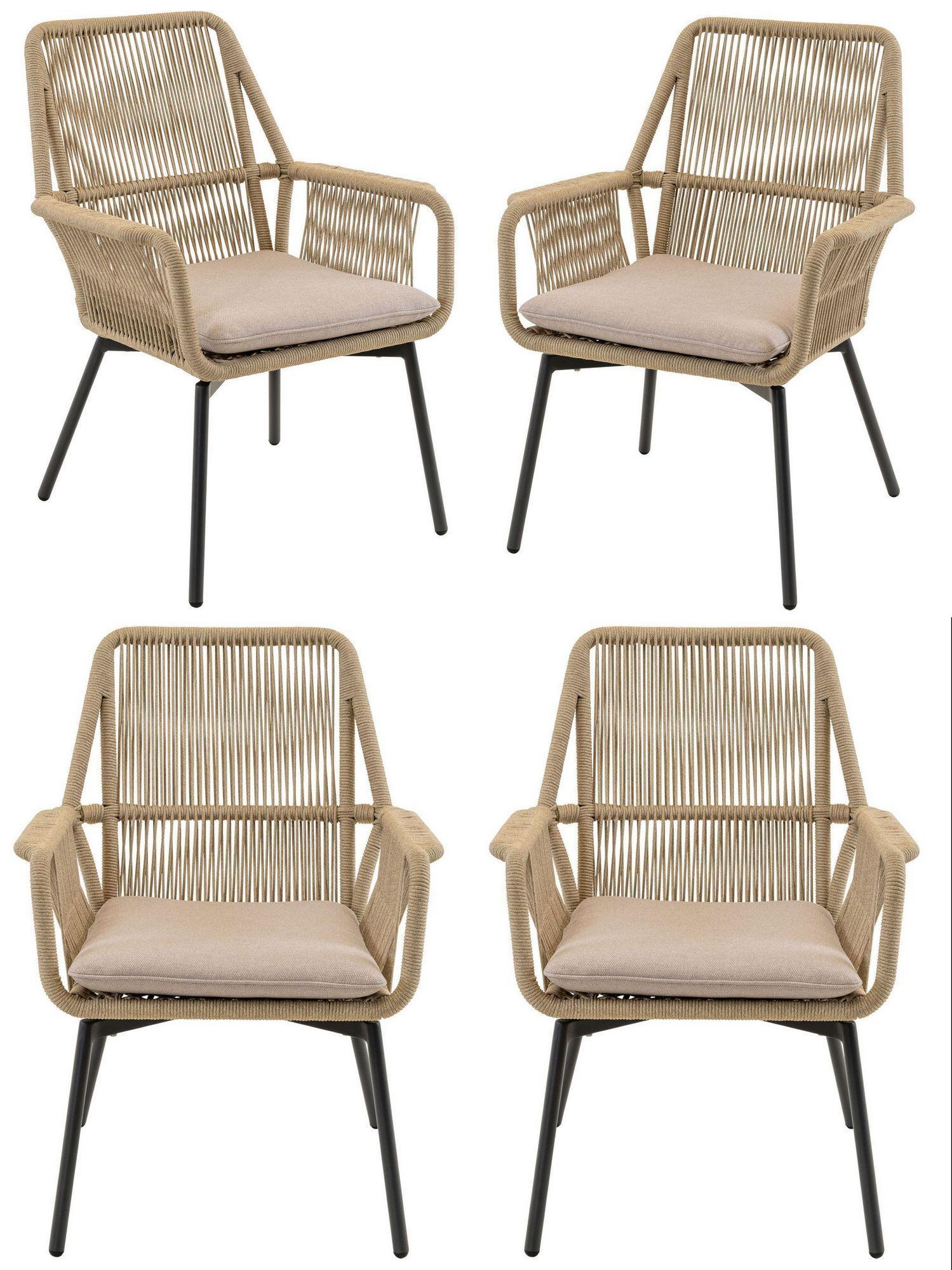 Lesli Living Stapelstuhl Silas Beige im 4er-Set Rope beige