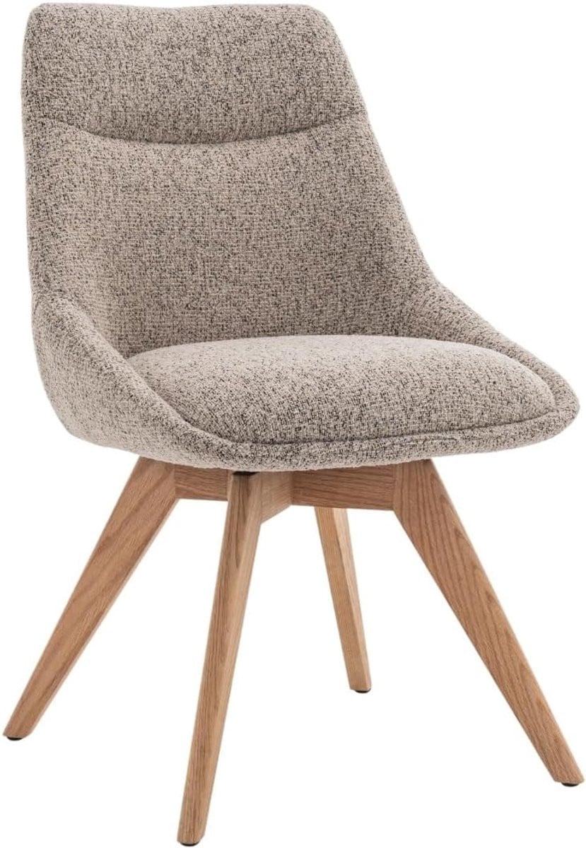 Set van 2 Eetkamerstoelen Malou - Taupe/Naturel - Draaibaar