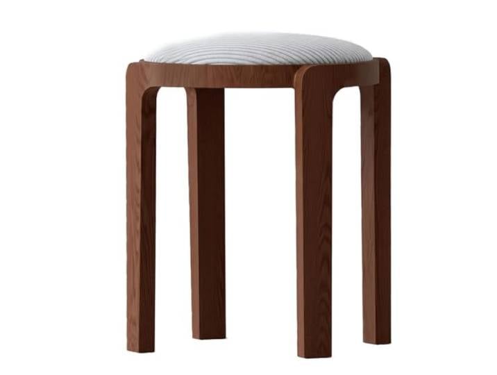 YDHFCD Stapelbarer Hocker mit gepolsterter Sitzfläche aus Massivholz Stapelbarer Holz-Hocker, gepolsterter runder Sitz, platzsparend, vielseitig.(Style 1)