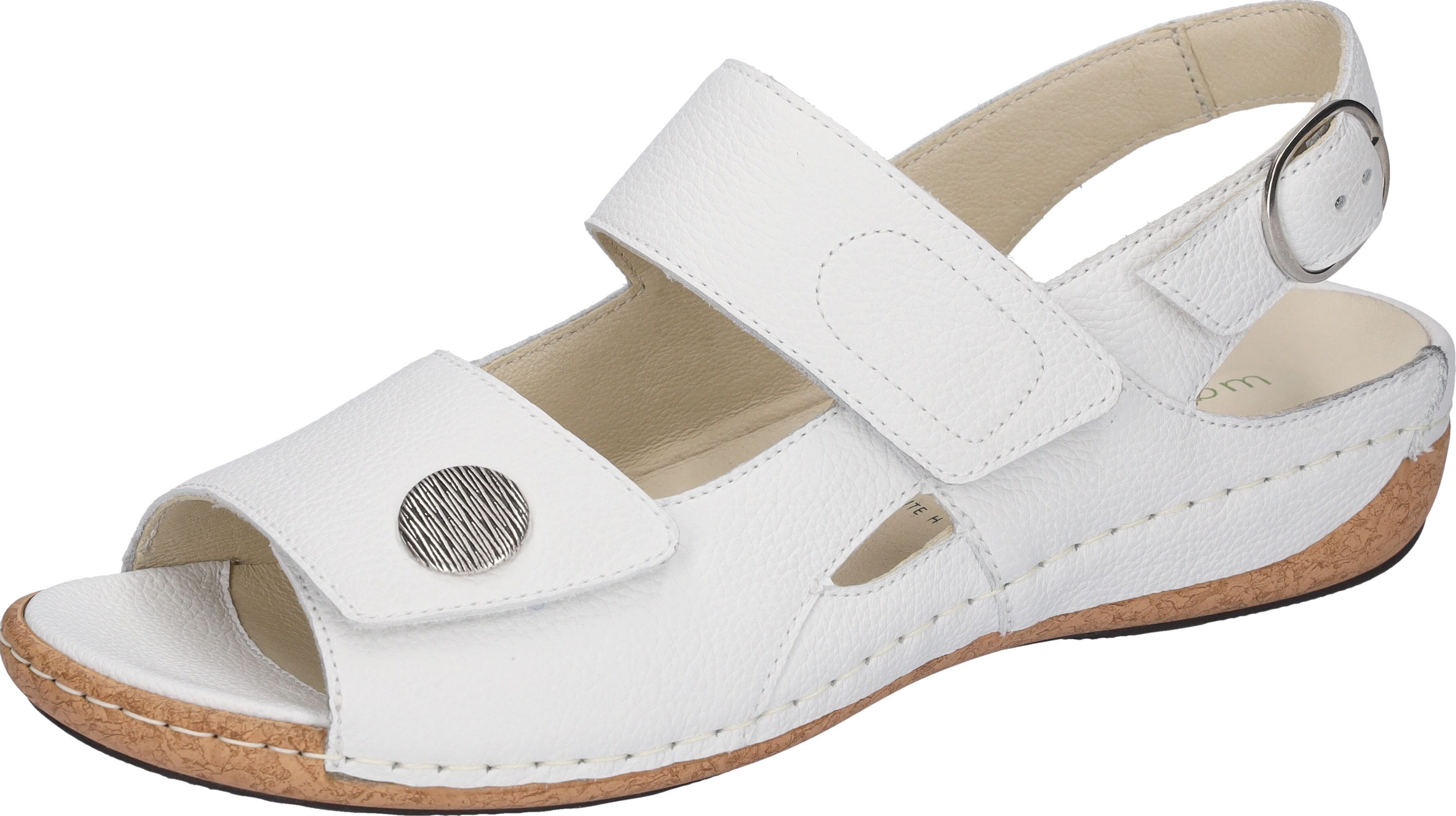 Sandale WALDLÄUFER "HELIETT", Damen, Gr. 8,5 (42,5), weiß, Nappaleder, Schuhe Sandale, Sommerschuh, Sandalette, Keilabsatz, mit Klettverschlüssen, H-Weite