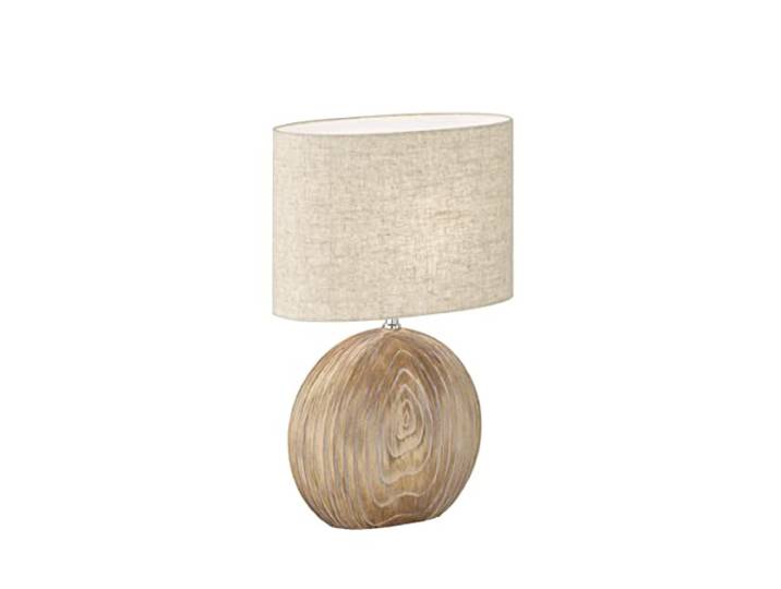 Fischer & Honsel Lampe de table Tobse Couleur bois Abat-jour en tissu et lin couleur sable L : 34 cm\, l : 17 cm\, H : 53 cm avec interrupteur à cordon 1 ampoule E27 max. 40 W 50608