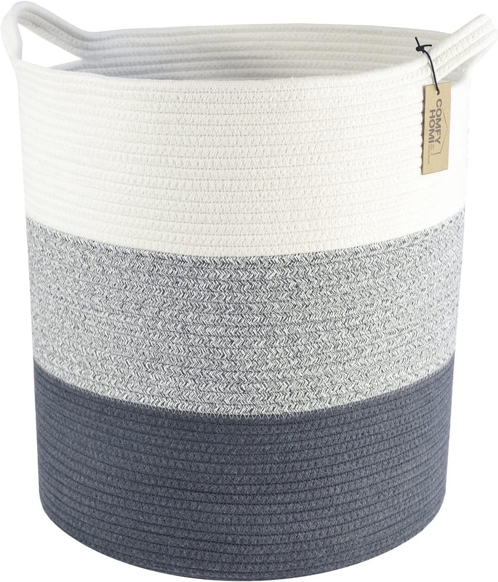 Set van 2 grote ronde wasmand van katoenen touw met handvatten