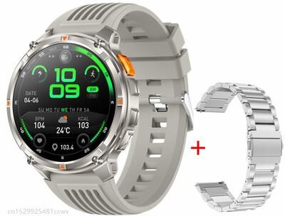 Smart Shopping Spot HT33 Outdoor Smart Watch With Bluetooth Calling Smartwatch, LED Flashlight & Long Battery silver Steel