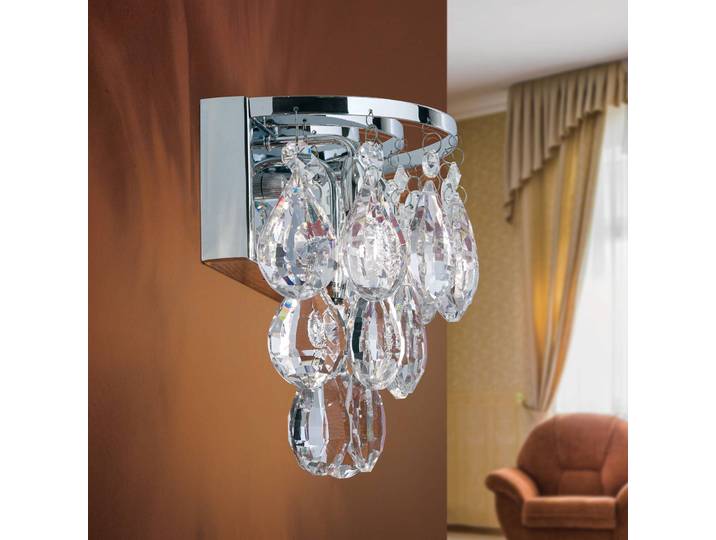 ORION Kristall Wandleuchte Celeste, dimmbar, chrom / silber, für Wohn- / Esszimmer, Kristall