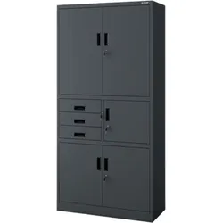Jan Nowak Aktenschrank abschließbar FILIP mit Tresor & Schubladen| Büroschrank aus Stahl Metallschrank Werkstatt Werkzeugschrank, 185x90x40cm Anthrazit