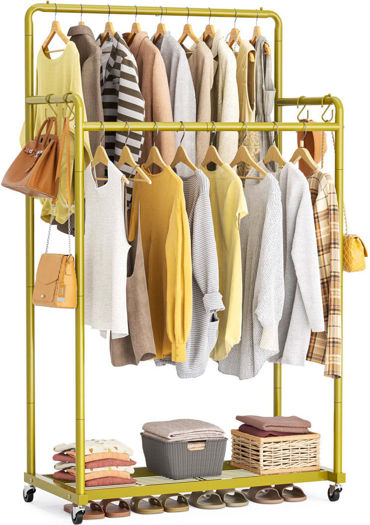 Rebrilliant Bonville 72cm Rolling Clothing Rack Gold