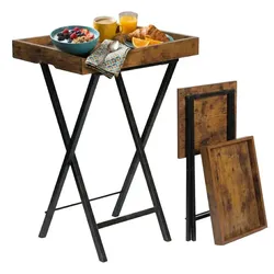 Relaxdays Klappbarer Beistelltisch mit Tablett Braun,Schwarz