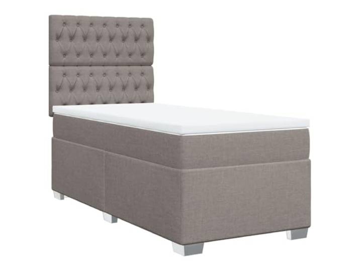 PUGYNBK Boxspringbett, 100 x 200 cm, Taupe Taschenfedern, verstellbares Kopfteil, waschbarer Matratzenschoner, Lattenrost