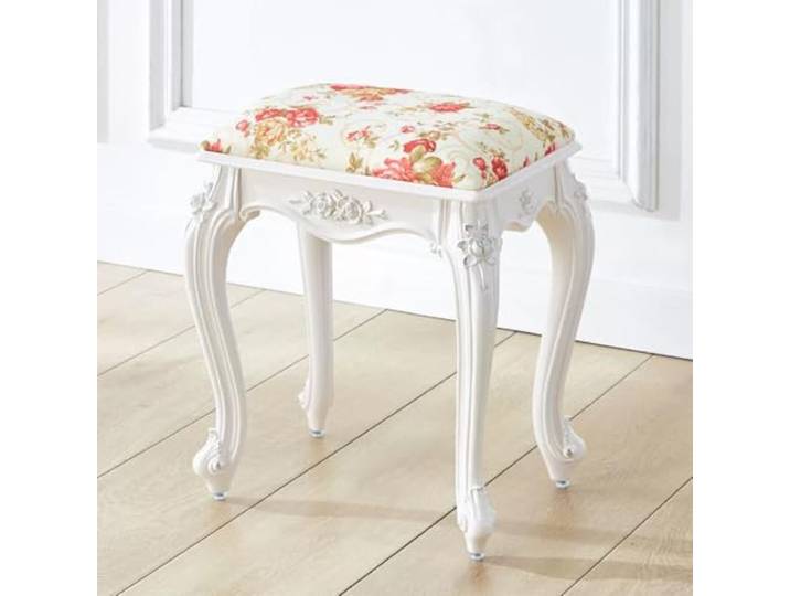 ZHANGJF Gepolsterter Vintage-Schminkhocker, geschnitzter Frisiertisch-Stuhl im französischen Stil, platzsparendes Design for das Schlafzimmer(A)