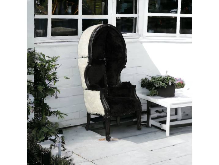 Fauteuil Carrosse de Style Baroque en Fourrure - Blanc & Noir