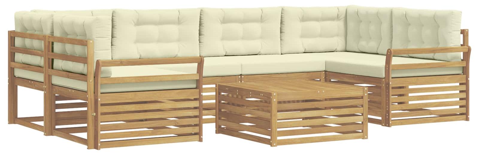 Outdoor-Sofagarnitur 7 Stk. Weiß und Creme